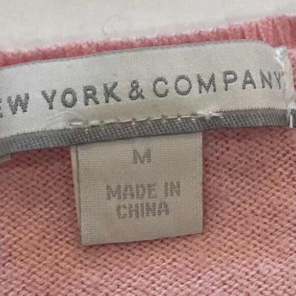 NY & Co Pale/Blush Pink Crew Neck Bling/Jeweled Button Down Cardigan, Size M - Picture 6 of 9